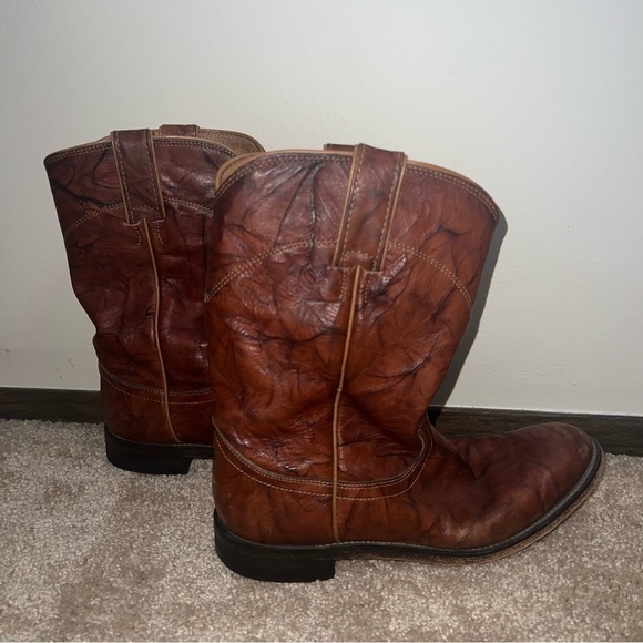 Justin Western Style Roper Boots Chestnut Brown Size 8.5B - Picture 12 of 15